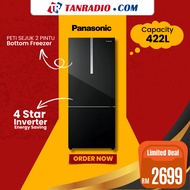 Panasonic Peti Sejuk 422L Inverter 2 Door Bottom Freezer Refrigerator Fridge Black NR-BX421WGKM 冰箱