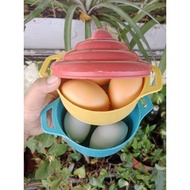 1 Large Steamer - 3 chicken eggs - 3 duck eggs - Scale Cooking Toy for babies