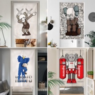 Custom Kaws Room Door Curtain for Living Room Large Whole Piece Doorway Curtain Partition Long Door Curtain Velcro No Nail