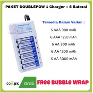 Doublepow Battery Charger Package, 1 Charger + 6 AA Batteries Doublepow AAA Batteries A2 A3 Battery 