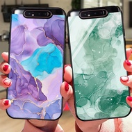 Samsung a80 glass phone case with luxurious stone print