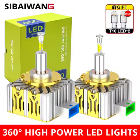 D3S D1S 360 LED Headlights Canbus 1:1 HID D2S D4S D8S D1R D2R D3R Auto Lamp Four-sides Plug&Play Tur