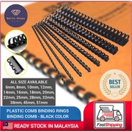 (Box) Binding Comb | Plastic Comb Binding Rings | Binding Comb Ring | Comb Binding - Black Color