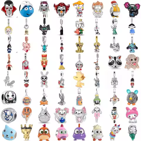 Miniso New 925 Silver Disney Cute Bird Tiger Dog Rabbit Salamander Charm Bead fit Original Bracelet