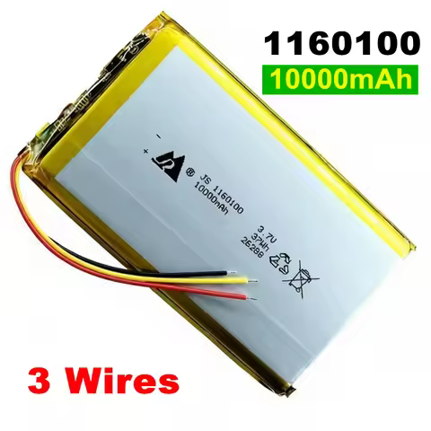 10000mAh 3.7V 1160100 Polymer Lithium Rechargeable With 3 Wires Battery For Xiaomi Mi Power Bank GPS