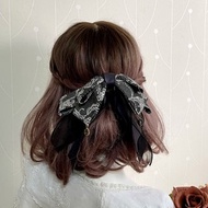 炭灰/古典蕾絲布藝香蕉夾 彈簧夾髮圈 大腸圈 髮夾 馬尾夾 髮梳