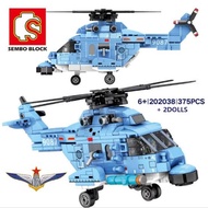 Sembo Z-18 Utility Helicopter Fighter Building Blocks DIY Kids Assembled Toys Swat Airplane