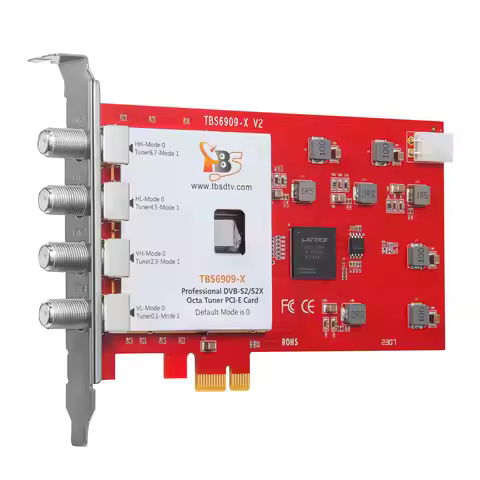 TBS6909X DVB-S/S2/S2X 8 Octa TV Tuner PCIe Card for Watching and Recording Satellite FTA Channels Co