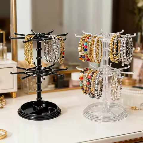 1pc 2nd/3rd floor rotatable jewelry storagerack necklace displayrack rotatingkeychain bracelet stora