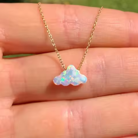 Cloud Opal Necklace for Women Teen Girls, Synthetic Opal Jewelry Gifts for Her