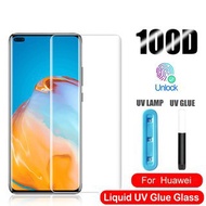 UV Liquid Tempered Glass Huawei P50 P40 P30 Pro Mate 30 Pro 20 Pro Screen Protector Film