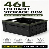 46L Foldable Storage Box Stackable Front Opening Collapsible Organizer for Home Car Camping – Black