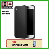 TPU Silicon Black Matte Case for OPPO A37 - Free Tempered Glass