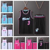 Miami Heat #3 Dwyane Wade Same Basketball Suit Breathable And Comfortable Unisex Jersey&shorts