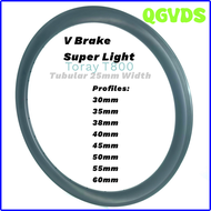 QGVDS 700C Light Weight Tubular Road Carbon Rims V Brake 30mm 35mm 38mm 40mm 45mm 50mm 55mm 60mm Profiles 25mm Width Toray T800 SRHET