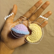 Cloudy Crochet - Couple Crochet Keychain - Planet Keychain - Moon Keychain - Amigurami Crochet Keych