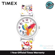 [Official Warranty] Timex TMTW2V77600JQ Women's Timex x Peanuts Rainbow Paint Silicone Watch