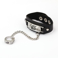 Naruto Shippuden Leaf Village Headband Symbol Bracelet Ring Set Anime Themed Jewelry Accessories for
