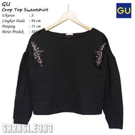 GU Crop Top Sweatshirt Sweater Wanita Crop Top Thrift Shop