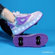 Fast Shipping Kids Glowing Sneakers Roller Skates Shoes 4 Wheel Outdoor Sports Parkour Skates Dual-U