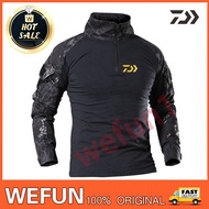 [WEFUN] DAIWA Stand Collar Fishing Suit Sunscreen Breathable Outdoor Camping Travel Leisure T-shirt