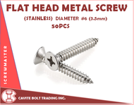 STAINLESS FLAT HEAD METAL SCREW #6 (3.5mm) 50 PCS