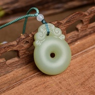 天然和田玉且末藍平安扣吊墜
