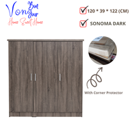 Von Bonjour DUBLIN 3 Door Low Wardrobe / Almari Baju / Cloth Cabinet / Kabinet Baju / Children Wardr