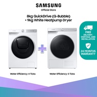 Samsung Washer and Dryer Bundle: Front Load Washing Machine, 8KG, 4 Ticks + Front Load Heat Pump Dryer, 9KG, 5 Ticks