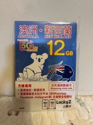 Lucky SIM Australia/New Zealand 5G network 12GB 30-day roaming data card/Internet card/Sim card/phon