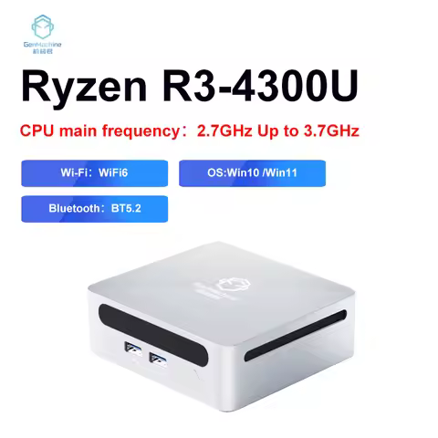 GenMachine New Mini PC AMD Ryzen 3 4300U CPU Windows 10/11 2.7GHz Up to 3.7GHz DDR4 32GB RAM Wifi6 p