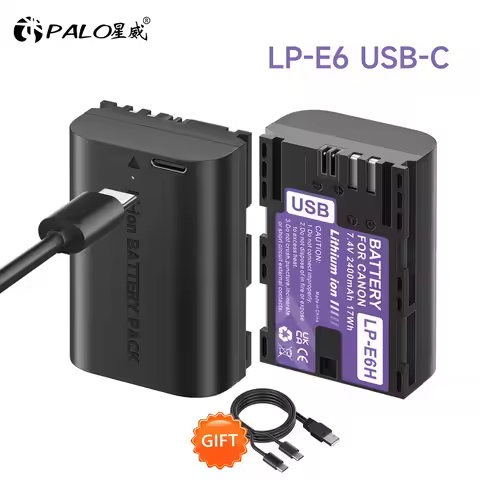 Type-C LP E6 LPE6 LP-E6 2400mAh LP-E6N Battery for Canon EOS 5DS R 5D Mark II 5D Mark III 6D 7D 80D 