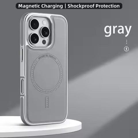 Electroplated leather magnetic phone case for Apple 15 16 17 pro max with leather-covered frame and