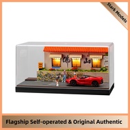 1:64 Foshan Internet-famous Flower Wall Street Diorama, LED Light Mini Scene with Dust Cover, Diecas