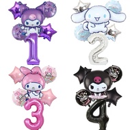6pcs SANRIO KUROMI MELODY CINNAMOROLL BALLOONS PACKAGE 80cm NUMBERS Number Balloon Foil Balloon