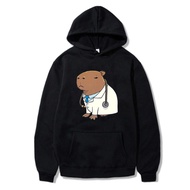 Capybara Doctor Costume Print Hoodies Kawaii Capybara Gangster Graphic Unisex Pullover Fashion Stree