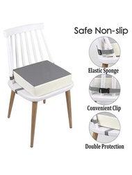 Asiento elevador portátil para silla alta PU gris, 2 correas con hebillas de seguridad, lavable para mesa de comedor infantil