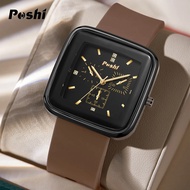 POSHI watch for women original waterproof 2023 fashion korean style square Luminous Silicone Strap Relos Casual soport Watch for Girls with Gift Box