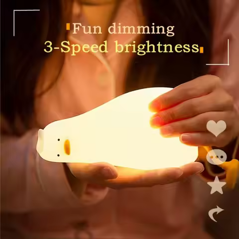 Tap Adjustment LED Silicone Squishy Duck Lamp Children Night Light Rechargeable Child Holiday Gift S