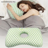 【CBMY】  Cotton Filling Ear Piercing Pillow Breathable Ergonomic Pillow With Ear Hole Portable Comfor