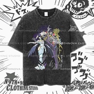 24h Shipping N9THNOVA Overlord Acid Wash Anime Print Vintage T-Shirt Streetwear Unisex 8