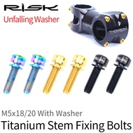 RISK Titanium Screws M5X18mm M5x20 Stem Fixing Bolts With Washer Headset Bicycle Stems Spacer