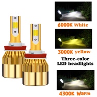 [Quality upgrade]Tricolor C6 LED headlight H4 Car LED Motorcycle headlamp H11 H8 H3 Fog lamp bulb 90