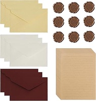 Foonary 33 Piece Vintage Writing Paper Set with Envelope - 15 A5 Elegant Writing Paper with Vintage 