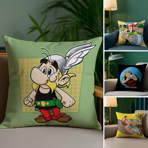 Cartoon A-Asterix And O-Obelix Pillow Case Anti-dustmite Pillowcase Invisible zipper silky Sofa cush