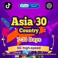 Asia 30 countries eSIM 1-30 days 2GB-30GB 5G High speed Data  Asia eSIM Card