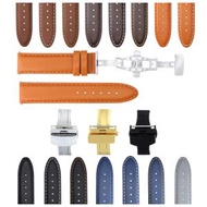 腕時計パーツ 互換品 22mm Smooth Leather Watch Band Strap Compatible with Tudor Watch Deployment Orange Silver