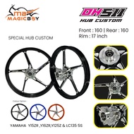 Magic Boy Sport Rim CUSTOM HUB CNC 160/160X17 OPEN HUB Y15ZR Y16ZR LC135 5S Y125Z SOLID BLACK BLUE ORANGE