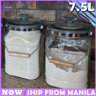 7.5L Glass kitchen canisters square jars big size With handle rice dispenser 5kg oil container  kimc
