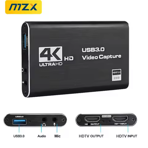 MZX Video Capture Card Box 4K HDMI-Compatible 60Hz 30Hz USB 3.0 1080P 60fps 30fps Live Recorder Grab
